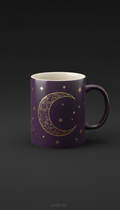Celestial Moon Mug Matte Black Ceramic