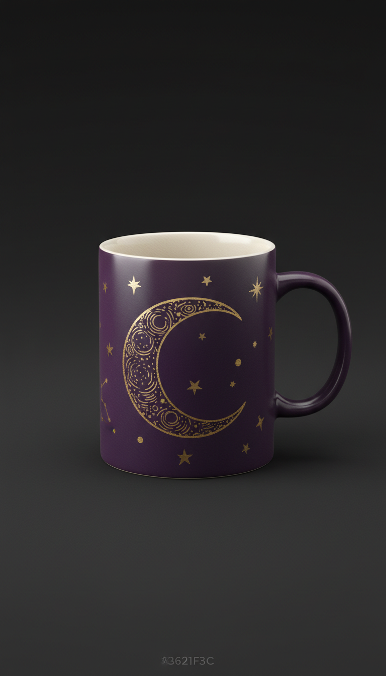 Celestial Moon Mug Matte Black Ceramic
