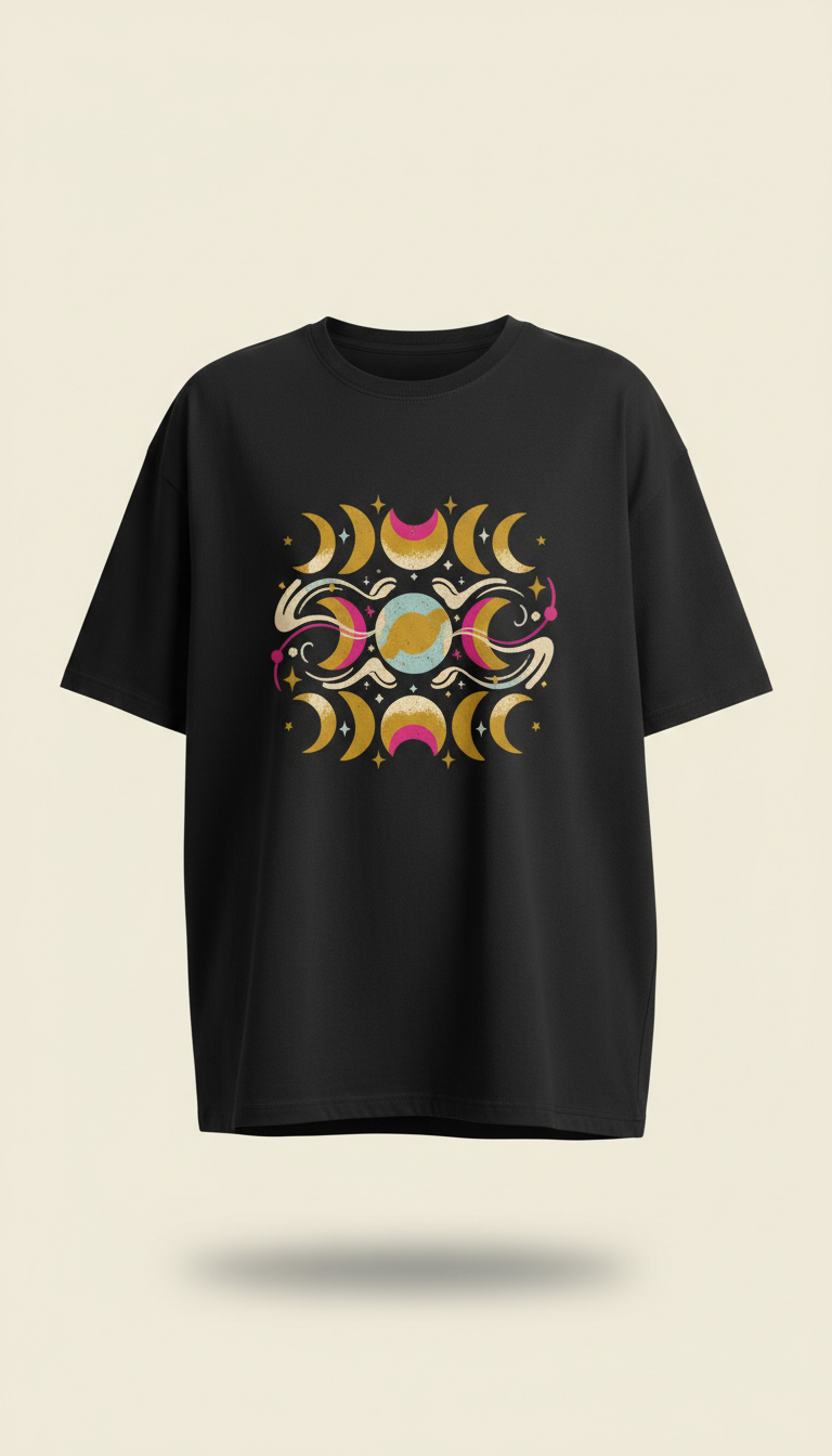 Hex Black oversized celestial tee