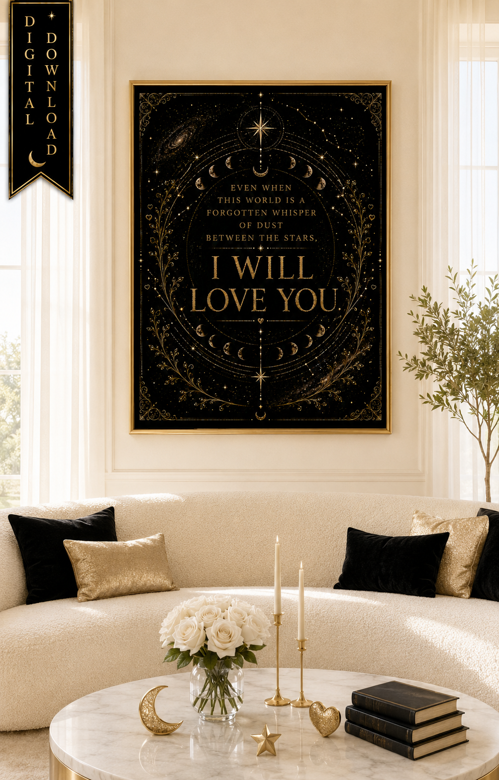 Even When This World Is Forgotten Wall Art, Throne of Glass Quote, Rowan and Aelin Print, Sarah J Maas Digital Download