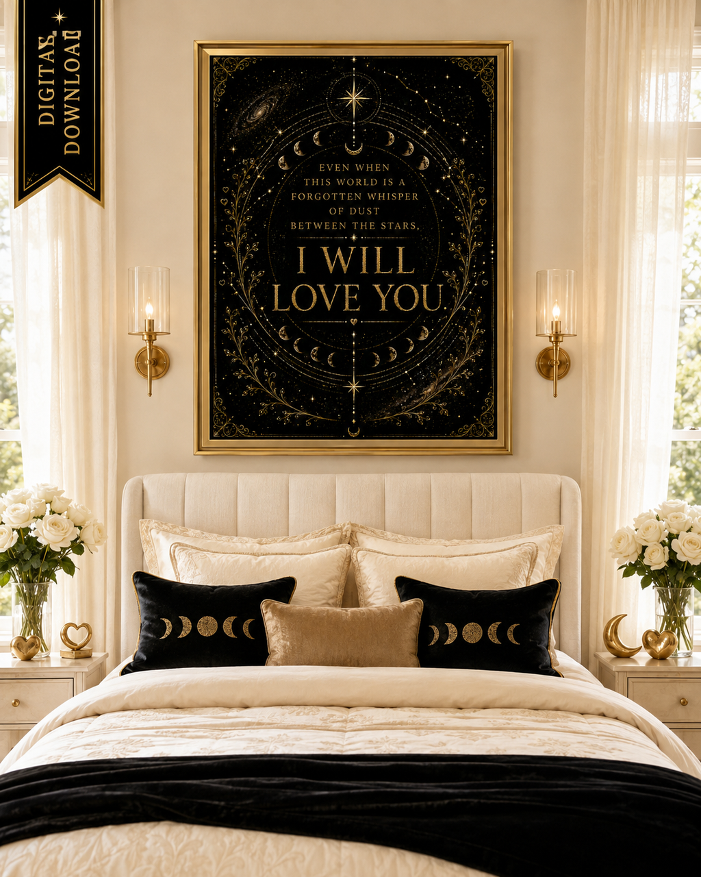 Even When This World Is Forgotten Wall Art, Throne of Glass Quote, Rowan and Aelin Print, Sarah J Maas Digital Download