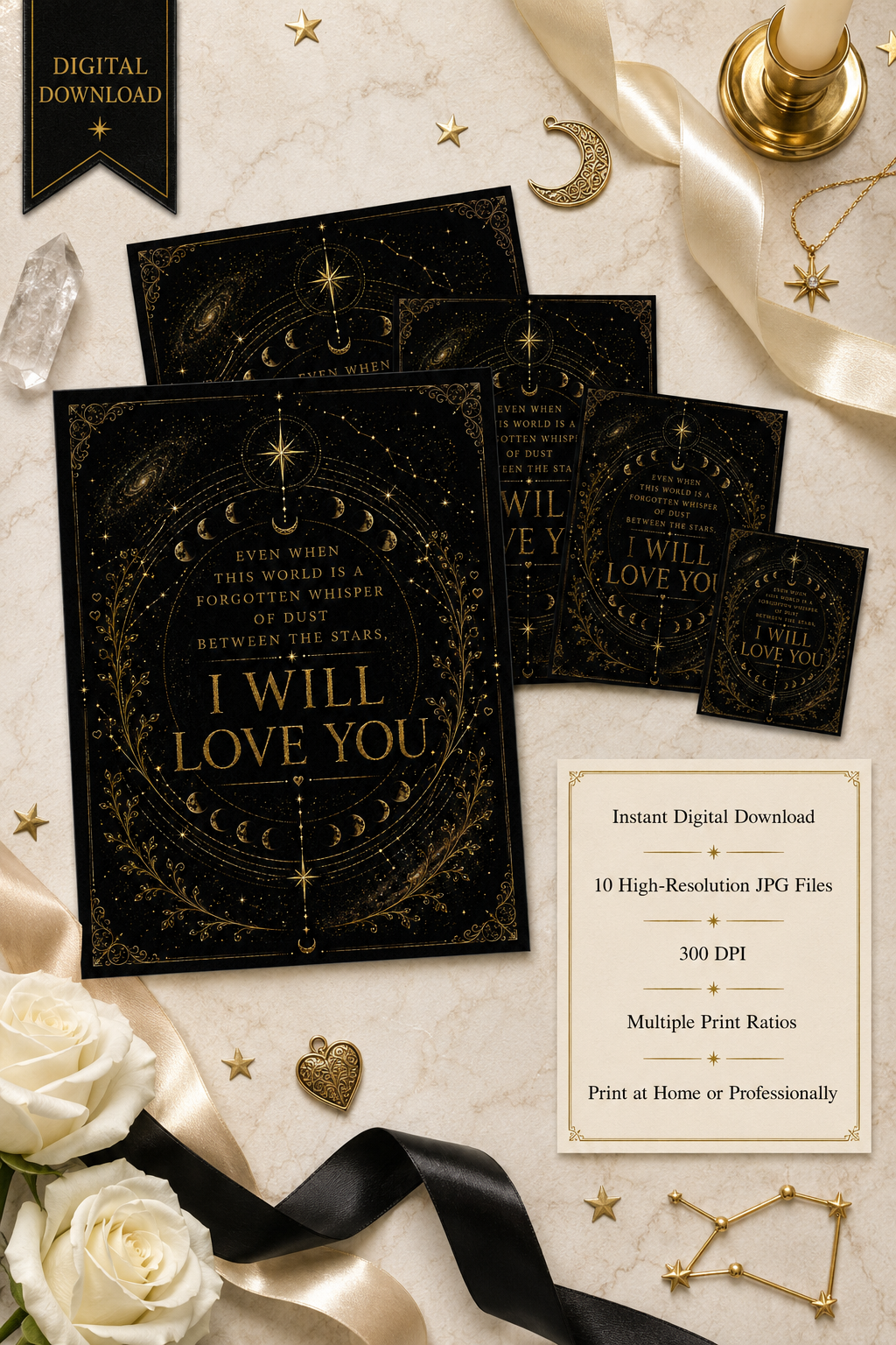 Even When This World Is Forgotten Wall Art, Throne of Glass Quote, Rowan and Aelin Print, Sarah J Maas Digital Download