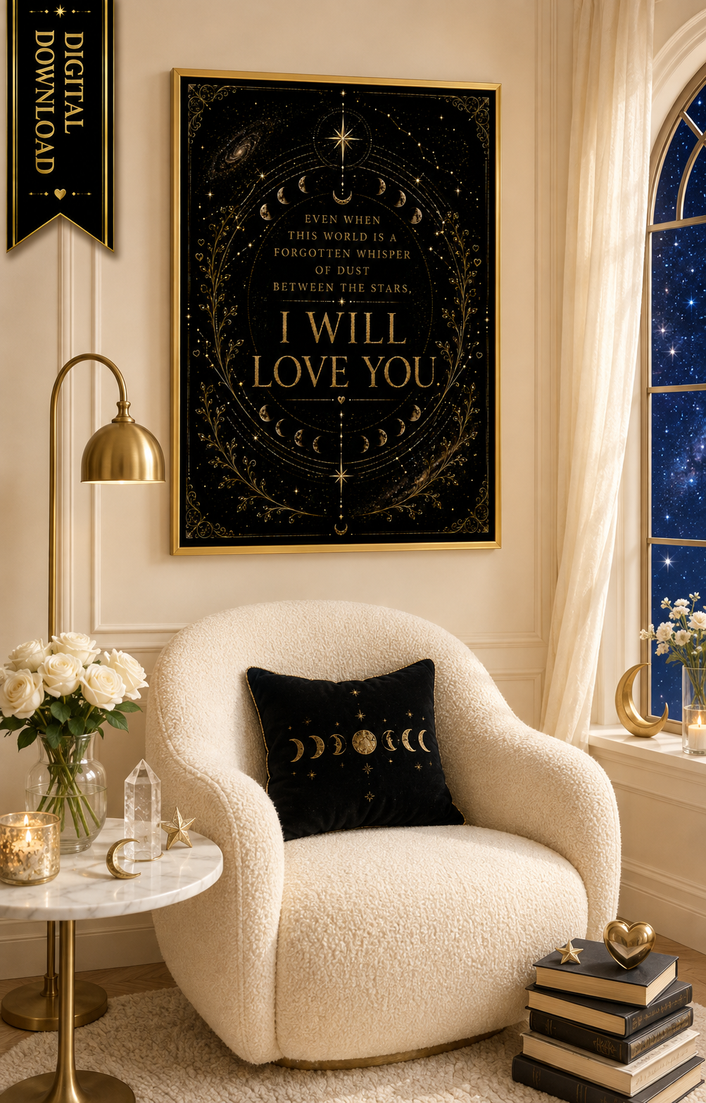 Even When This World Is Forgotten Wall Art, Throne of Glass Quote, Rowan and Aelin Print, Sarah J Maas Digital Download