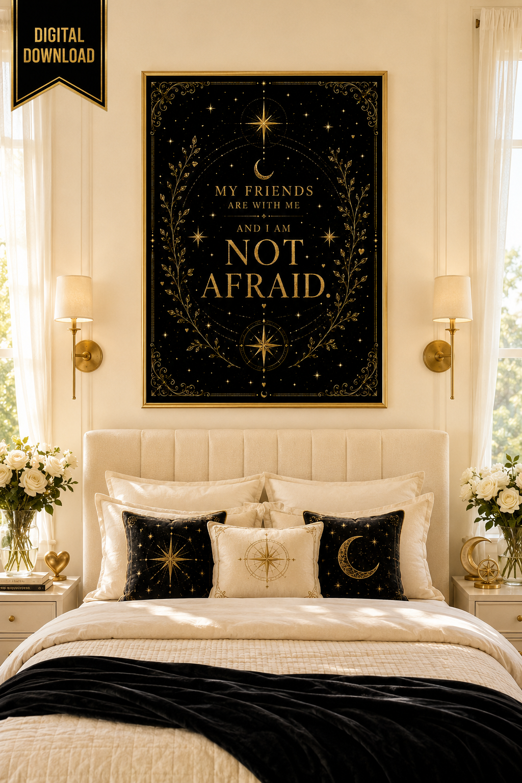 My Friends Are With Me and I Am Not Afraid Wall Art, Crescent City Quote Print, Lehabah Inspired, Sarah J Maas Digital Download