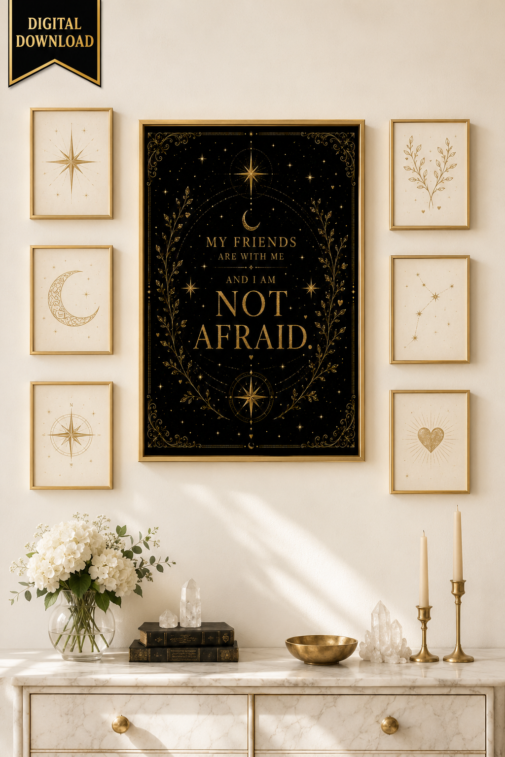 My Friends Are With Me and I Am Not Afraid Wall Art, Crescent City Quote Print, Lehabah Inspired, Sarah J Maas Digital Download