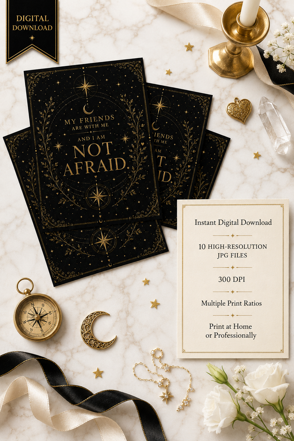 My Friends Are With Me and I Am Not Afraid Wall Art, Crescent City Quote Print, Lehabah Inspired, Sarah J Maas Digital Download