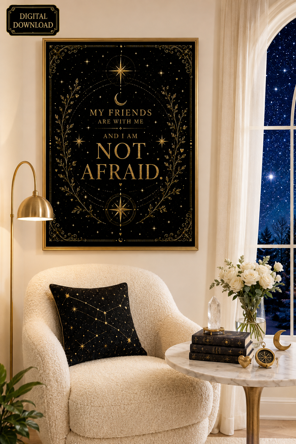My Friends Are With Me and I Am Not Afraid Wall Art, Crescent City Quote Print, Lehabah Inspired, Sarah J Maas Digital Download