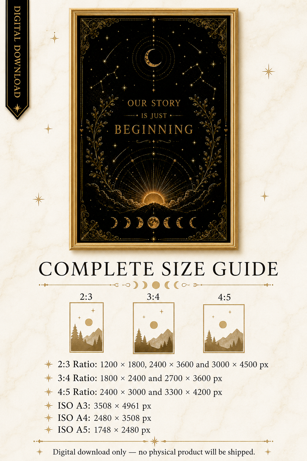 Our Story Is Just Beginning Wall Art, ACOTAR Quote Print, Sarah J Maas Inspired, Celestial Bookish Decor, Digital Download