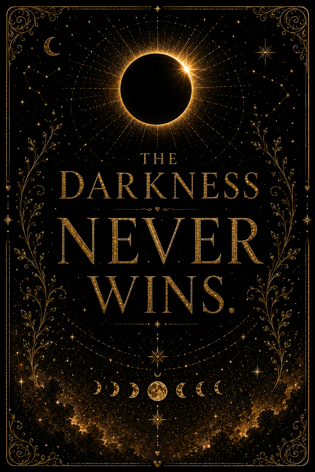 The Darkness Never Wins Wall Art, ACOTAR Quote Print, Sarah J Maas Inspired, Celestial Bookish Decor, Digital Download