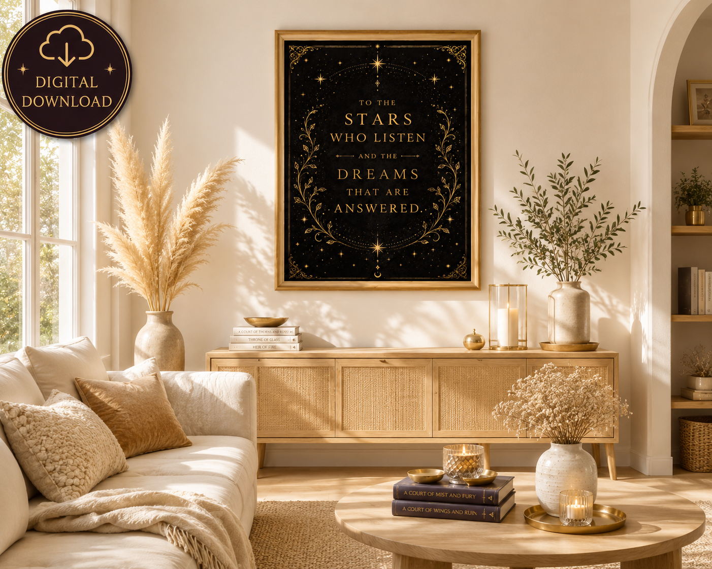 To the Stars Who Listen and the Dreams That Are Answered | Fantasy Quote Wall Art Digital Download