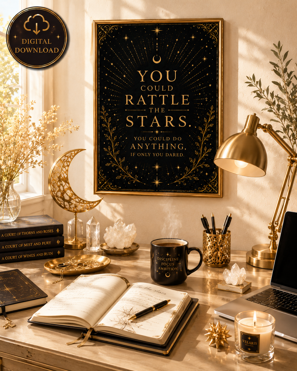You Could Rattle the Stars, You Could Do Anything If Only You Dared | Fantasy Quote Wall Art Digital Download